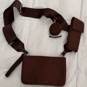 Athleta Dark Brown Crossbody Bag Set